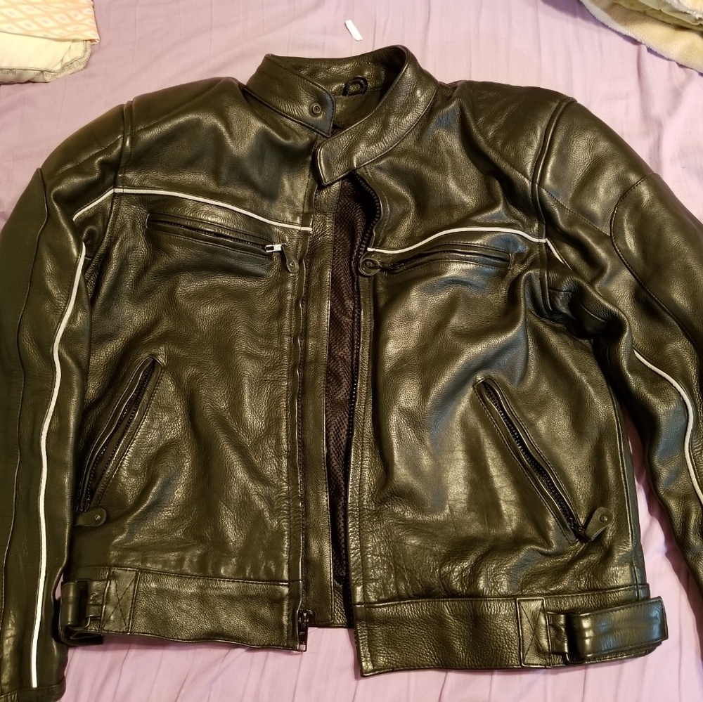 Mens Leather embroidered stitch leather jacket - Picture 2 of 3